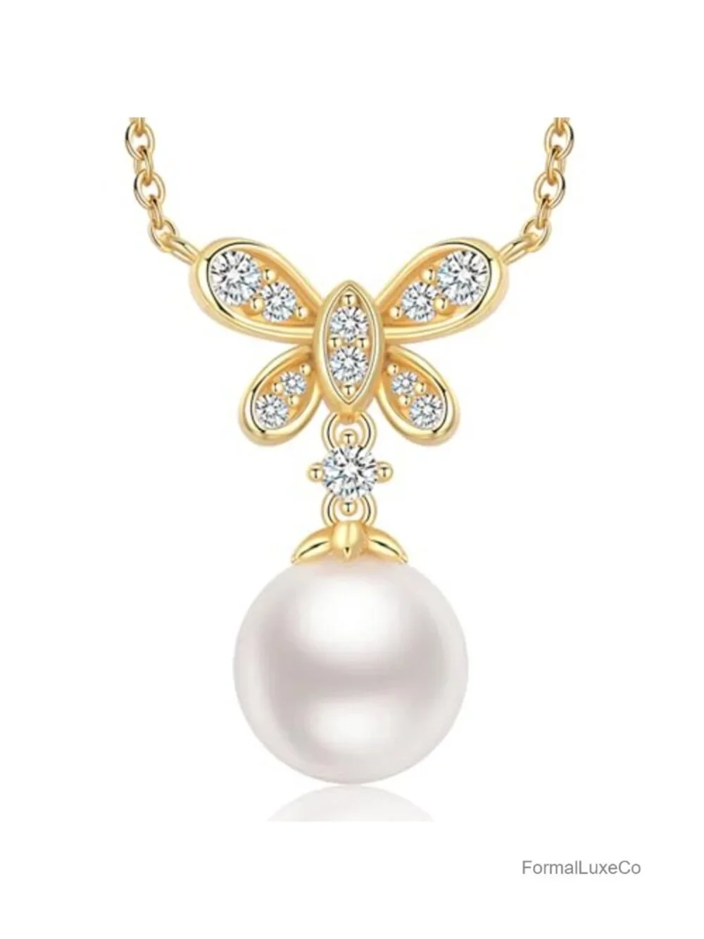 925 Sterling Silver 18K Gold Plated Freshwater Pearl Necklace for Women